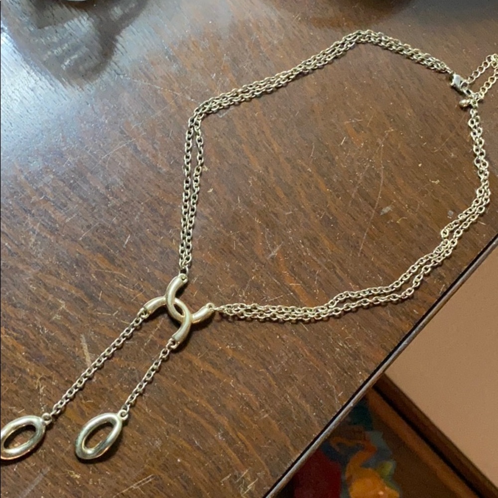 Gold color two chain necklace